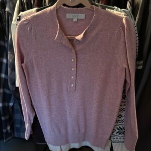 LOFT Pink Button-Up Sweater